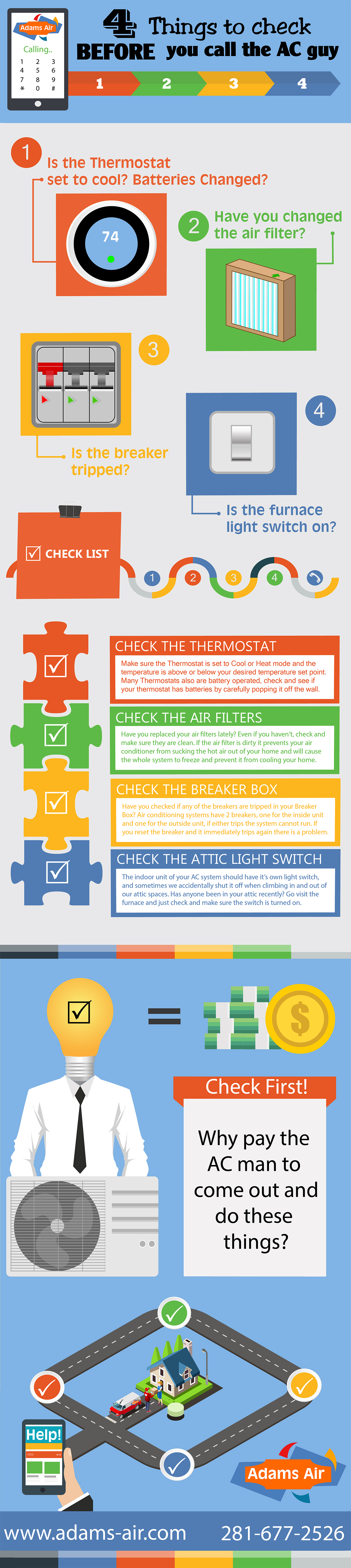 A list of things to check before you call an AC repair company.