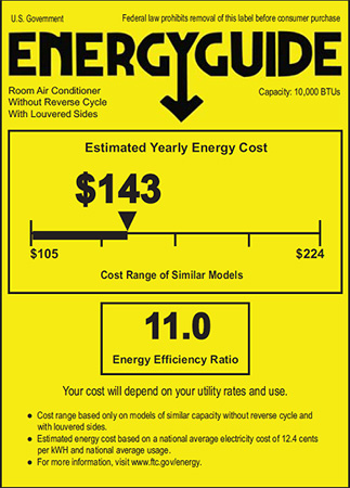 EER Energy Guide stickers are typically found on window units, but EER testing is manditory for all AC units.