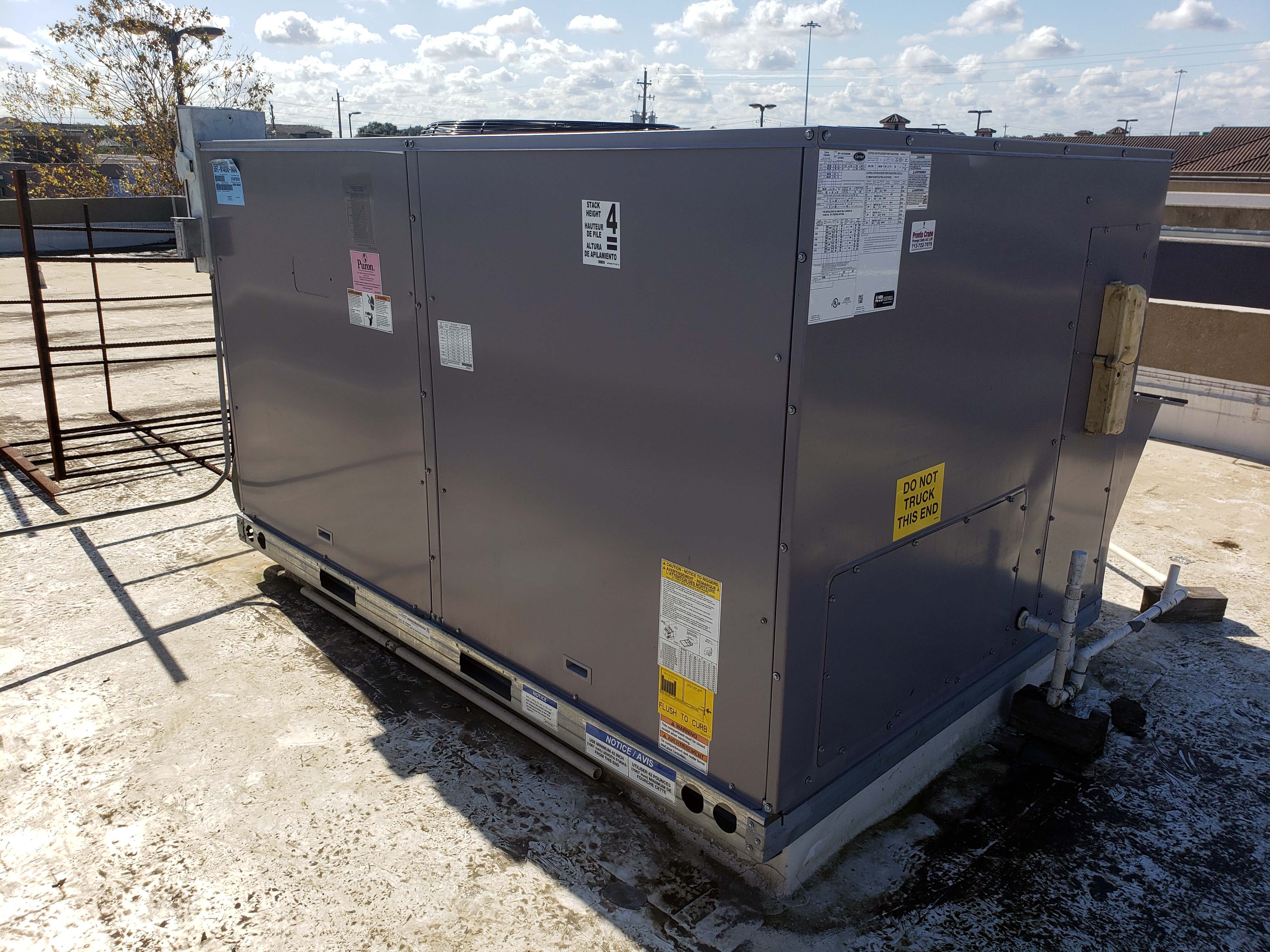 Commercial heating installation in Houston business showing large commercial heating system installation